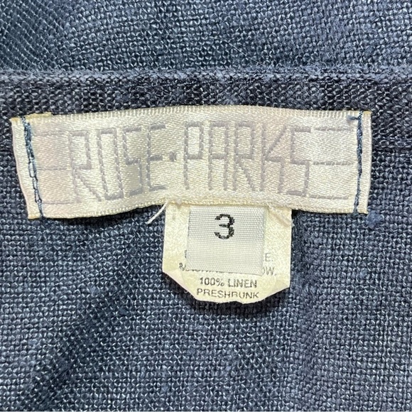 Rose Parks Top Womens 3 Blue Tunic Shirt Vest Linen Button Up Hi Low Pockets - Picture 4 of 11